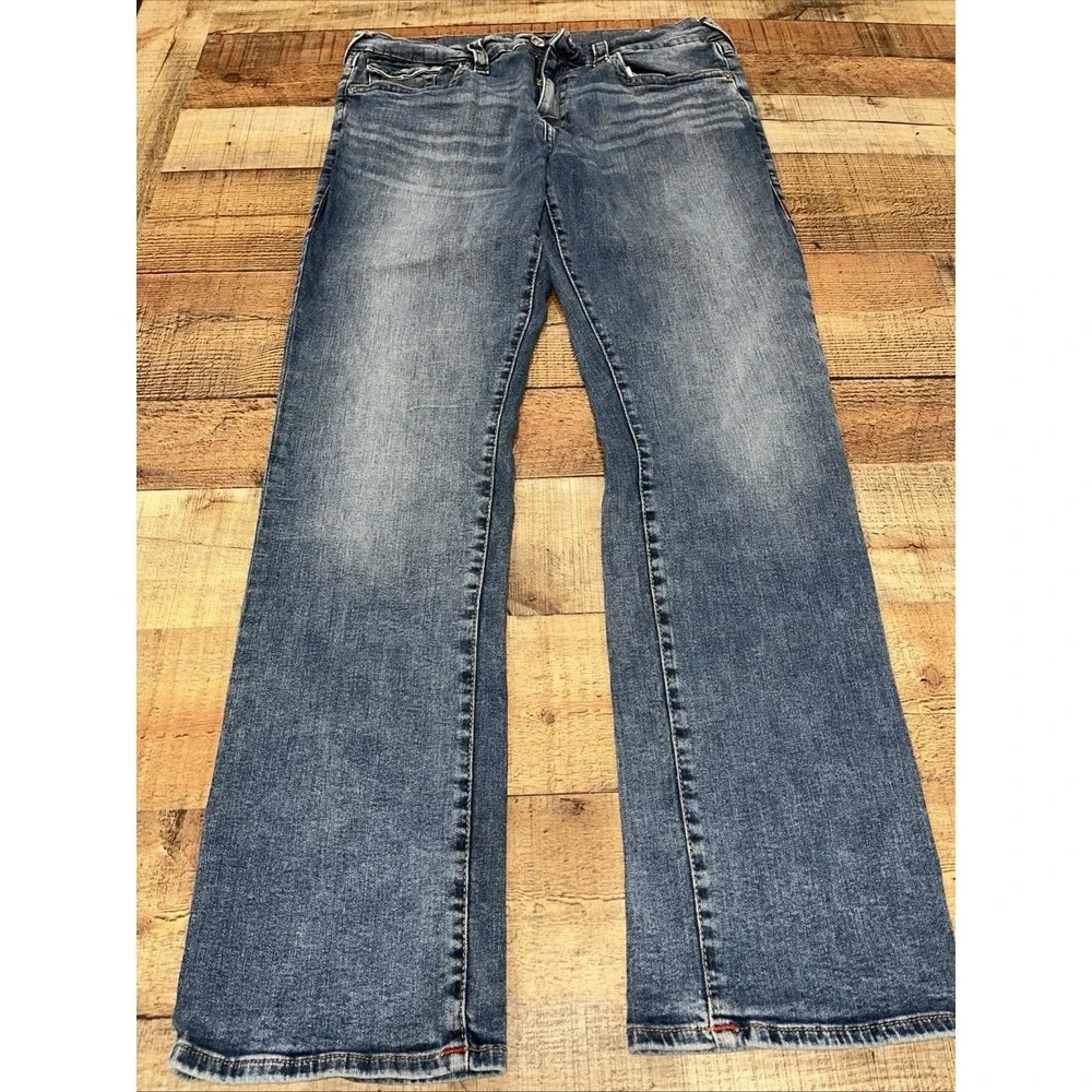 True Religion Ricky Relaxed Straight Jeans Stretch Denim Size 36 (2728)